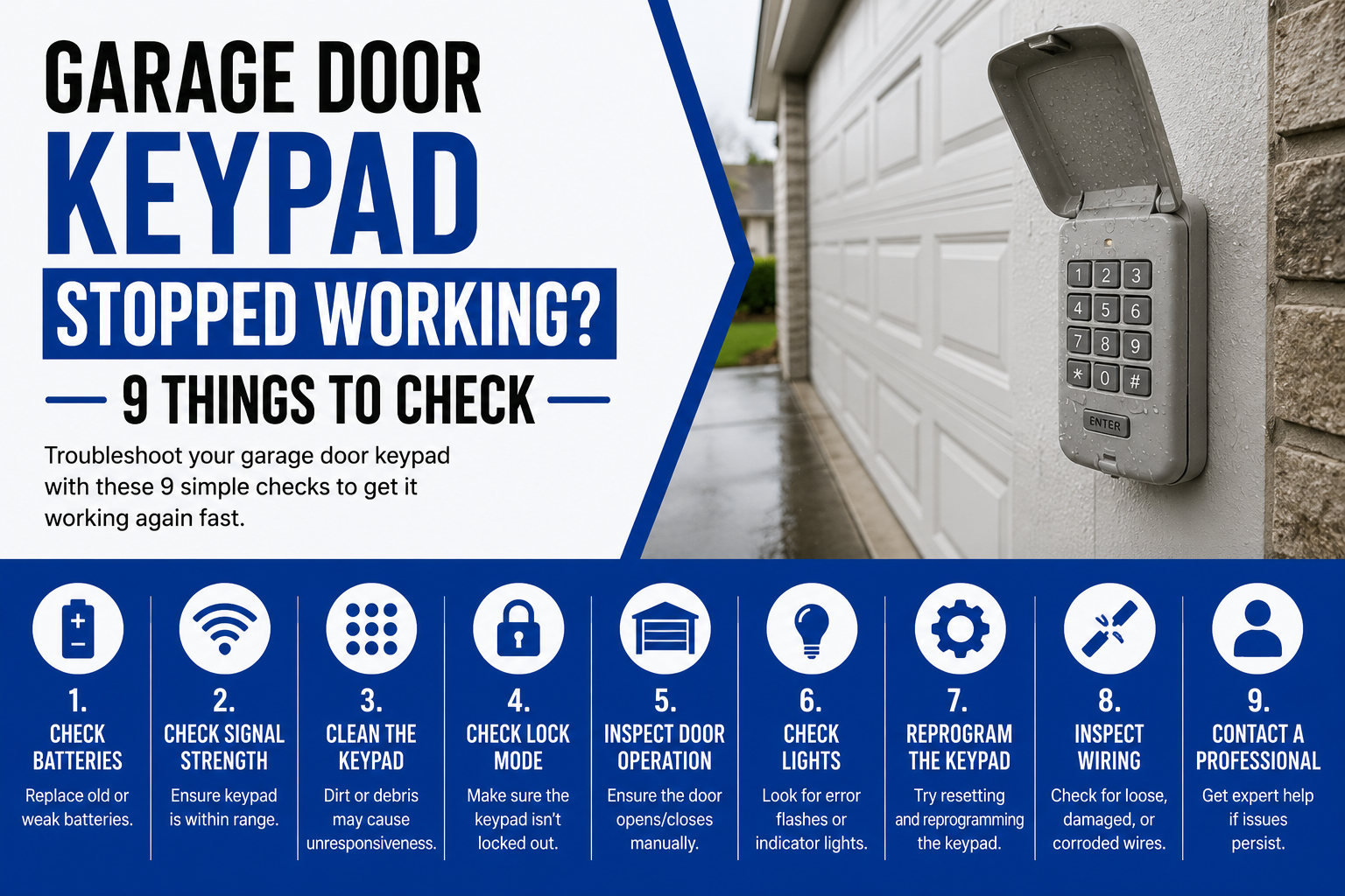 Garage Door Keypad Stopped Working? 9 Things to Check Before Calling for Repair