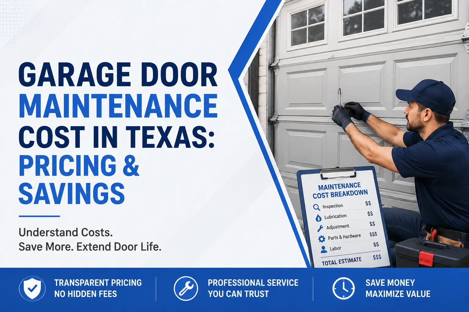 Texas Garage Door Maintenance Costs Explained: Services, Pricing, and Savings Tips